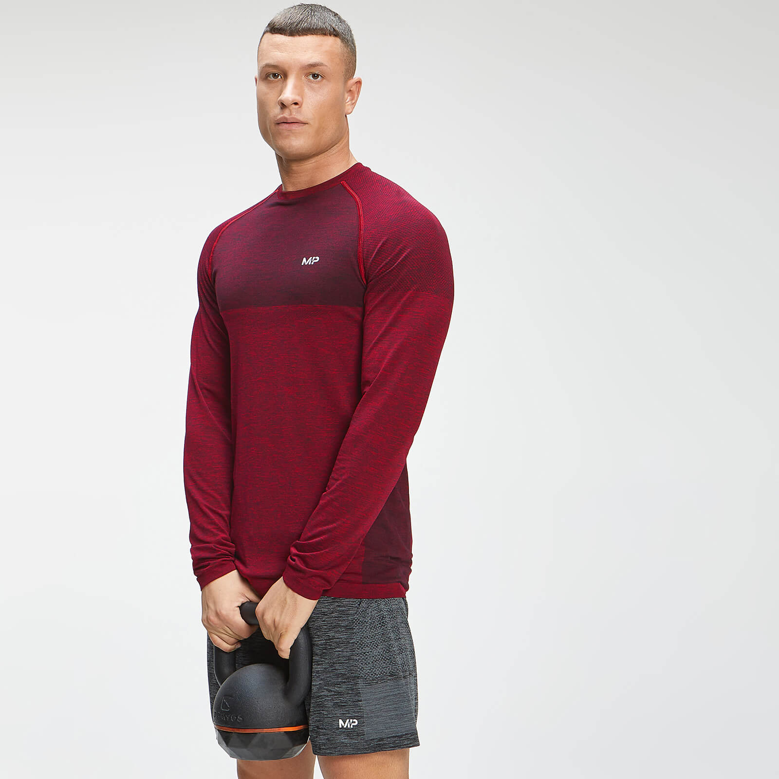 Haut sans coutures à manches longues MP Essentials Seamless pour hommes – Lie-de-vin chiné