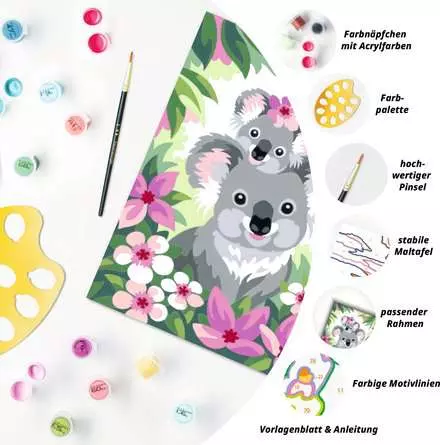 CreArt Koala Cuties - Malen nach Zahlen für Kinder ab 9 Jahren
