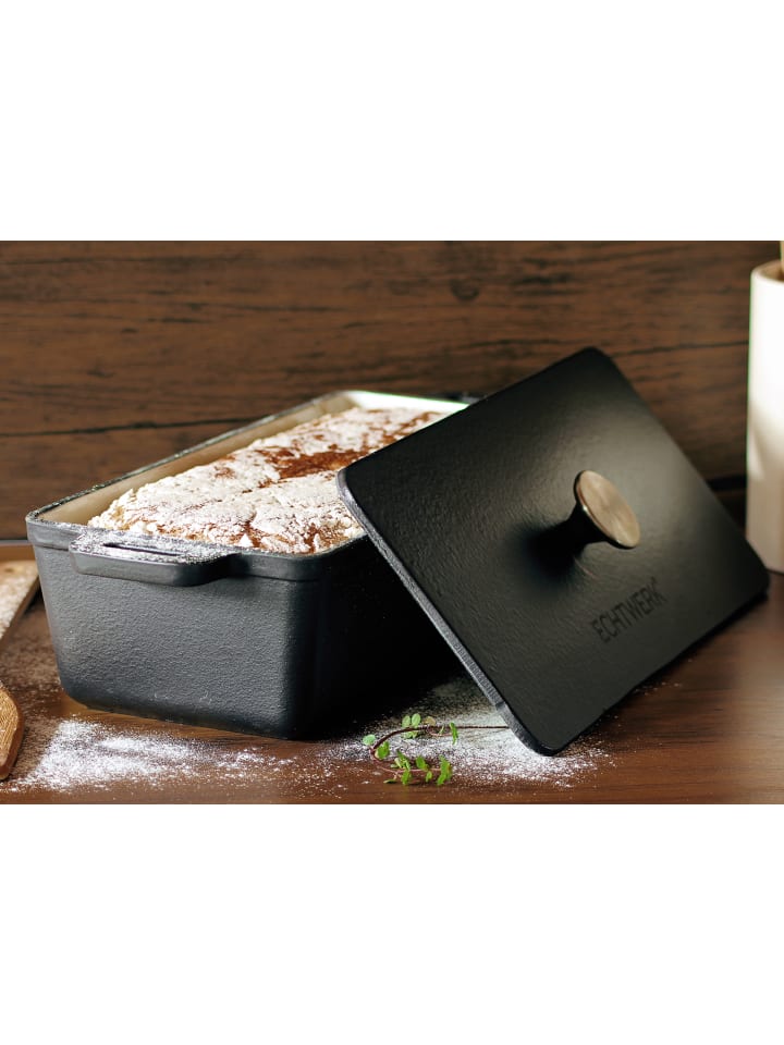 Echtwerk 2 tlg. Set Gusseisen Brotbackform mit Deckel 1.5 l in Schwarz günstig kaufen onesize