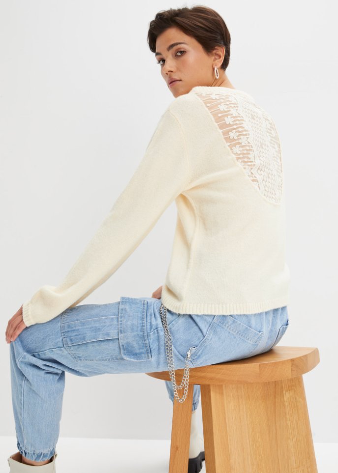 Pullover mit Spitzendetail