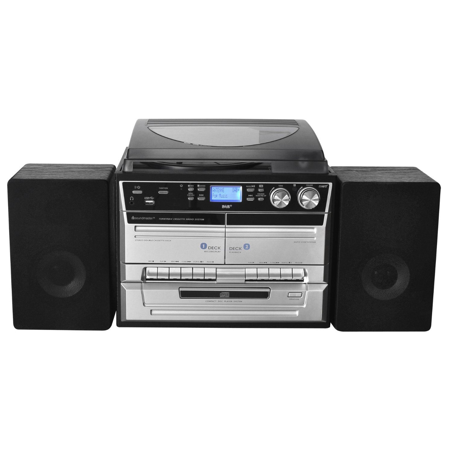 Soundmaster MCD5550SW Stereoanlage DAB Kassette BT CD USB MP3 Plattenspieler Kompaktanlage