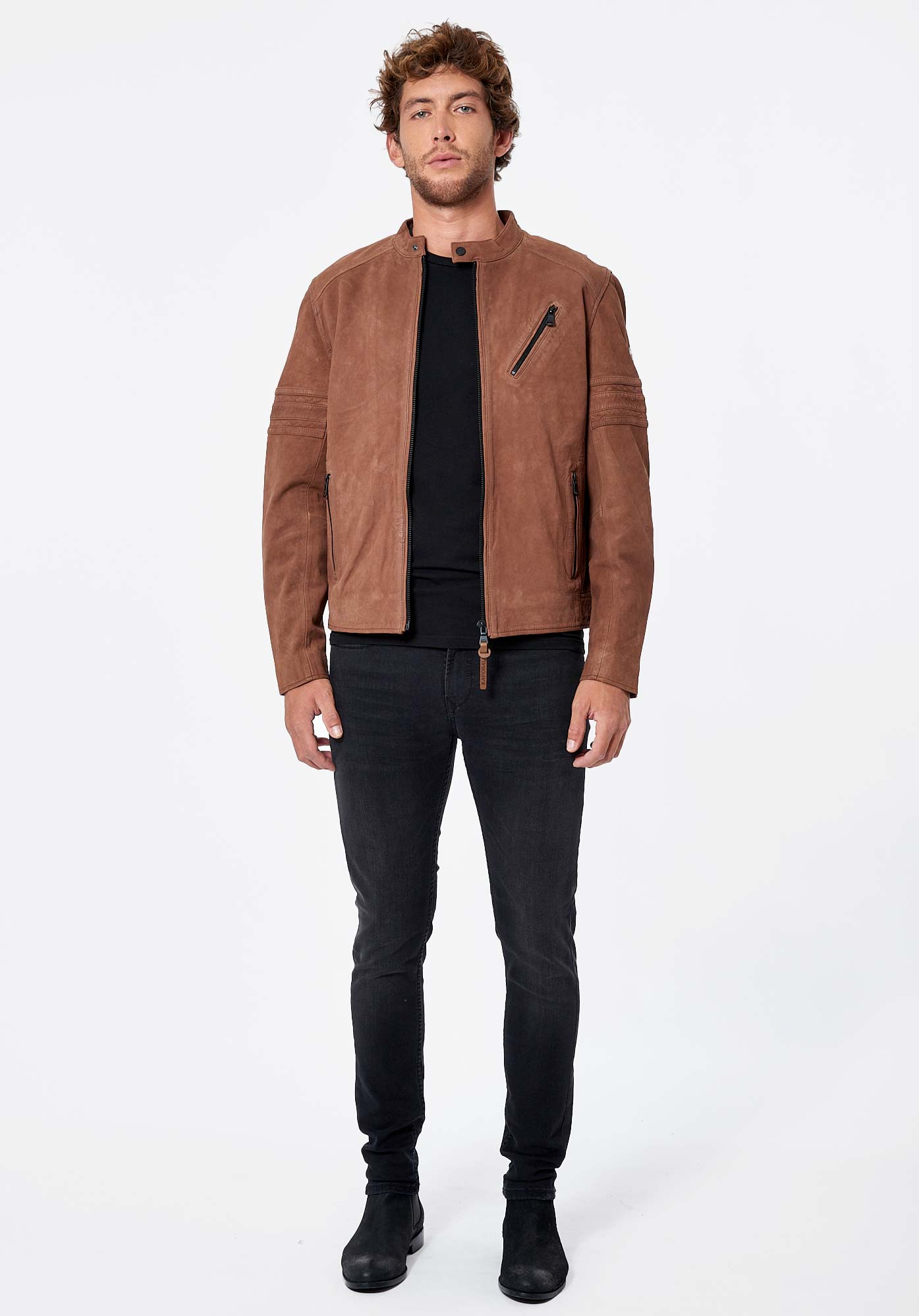 SOMA   Veste en cuir marron Homme