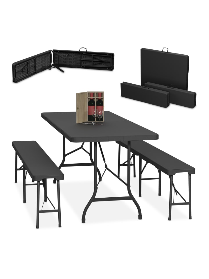 relaxdays 3-tlg. Bierzeltgarnitur in Schwarz günstig kaufen onesize