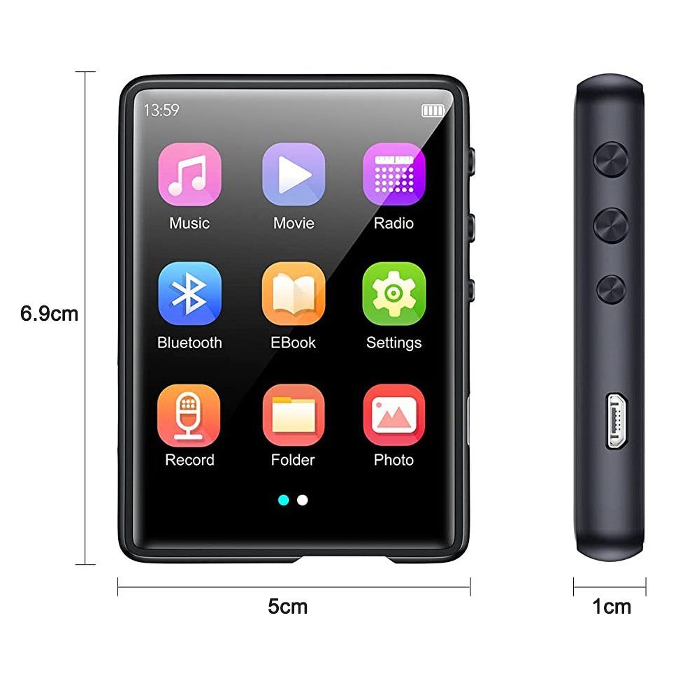 FeelGlad Mit Lautsprecher, Touchscreen MP3-Player (Großer 2,8-Zoll-Bildschirm)