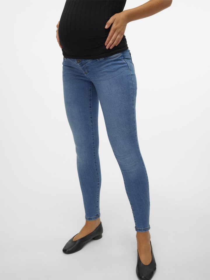 Vero Moda Umstandsjeans mit Skinny Fit in Medium Blue Denim günstig kaufen