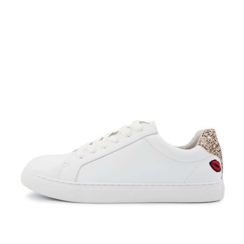 Baskets en cuir Simone petit amour glitter or rose