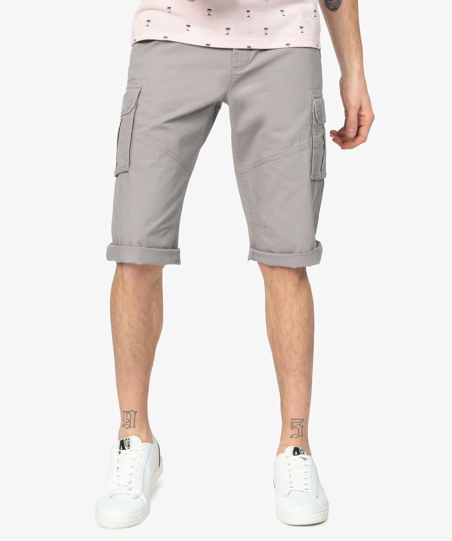 Pantacourt homme multipoche gris clair | GEMO