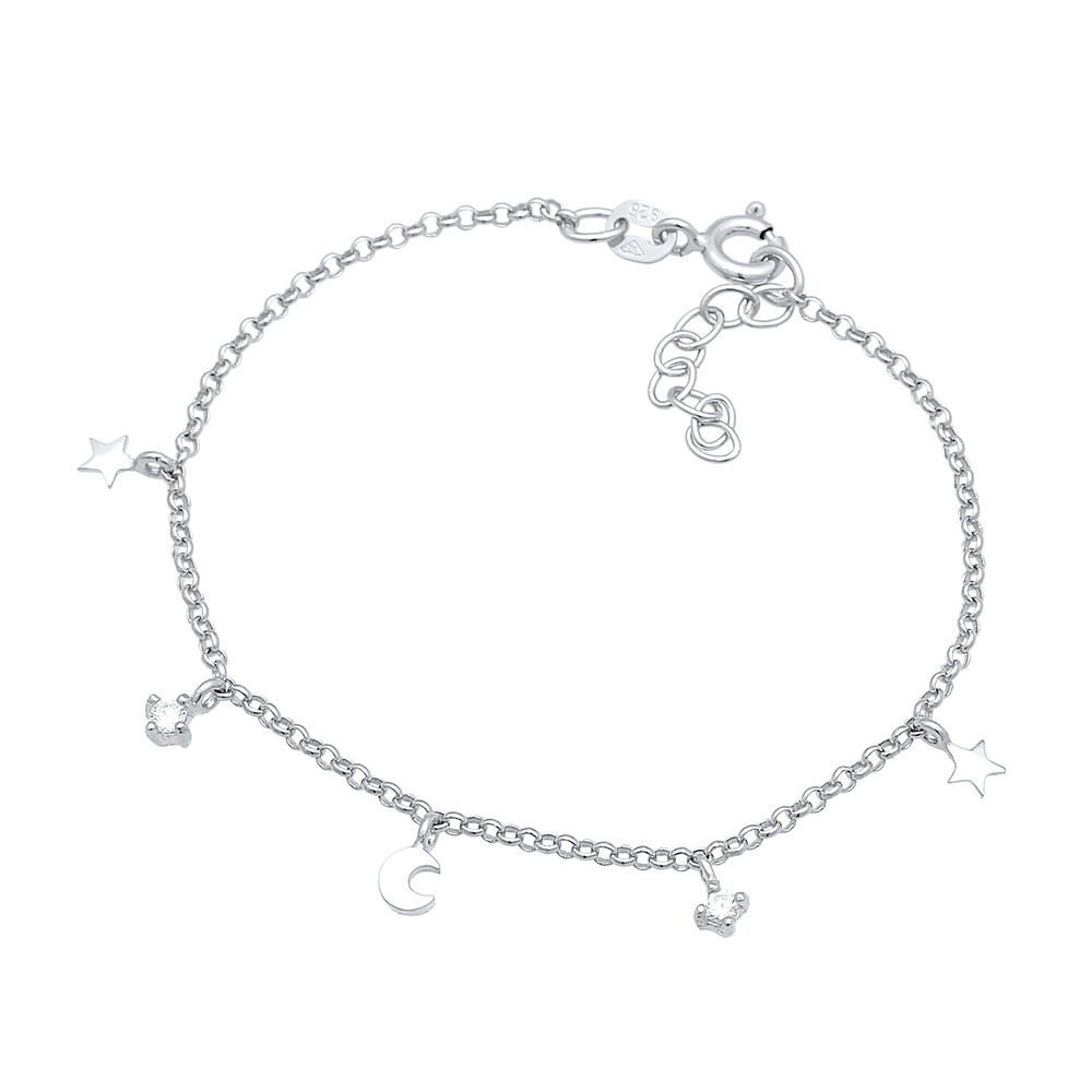 Elli Elli Bracelet Enfants étoile lune pendentif avec cristaux de zirconium en argent  Bracelet