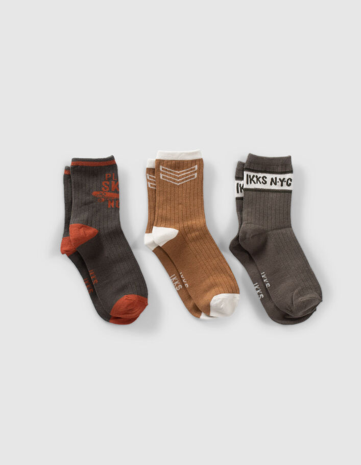 Chaussettes vertes, camel, kaki garçon