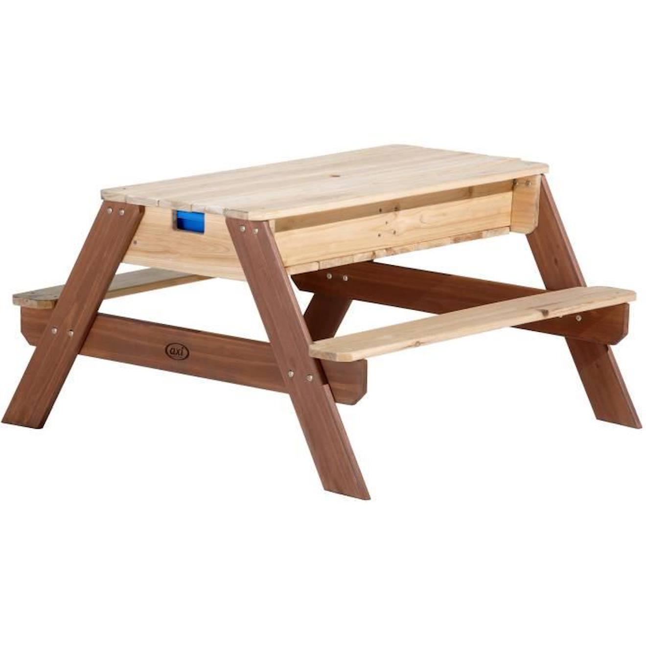 AXI Nick Table Sable et Eau / Table Pique Nique marron | Table d’eau avec Couvercle & boîtes de rangement | Table de Jeu à eau marron