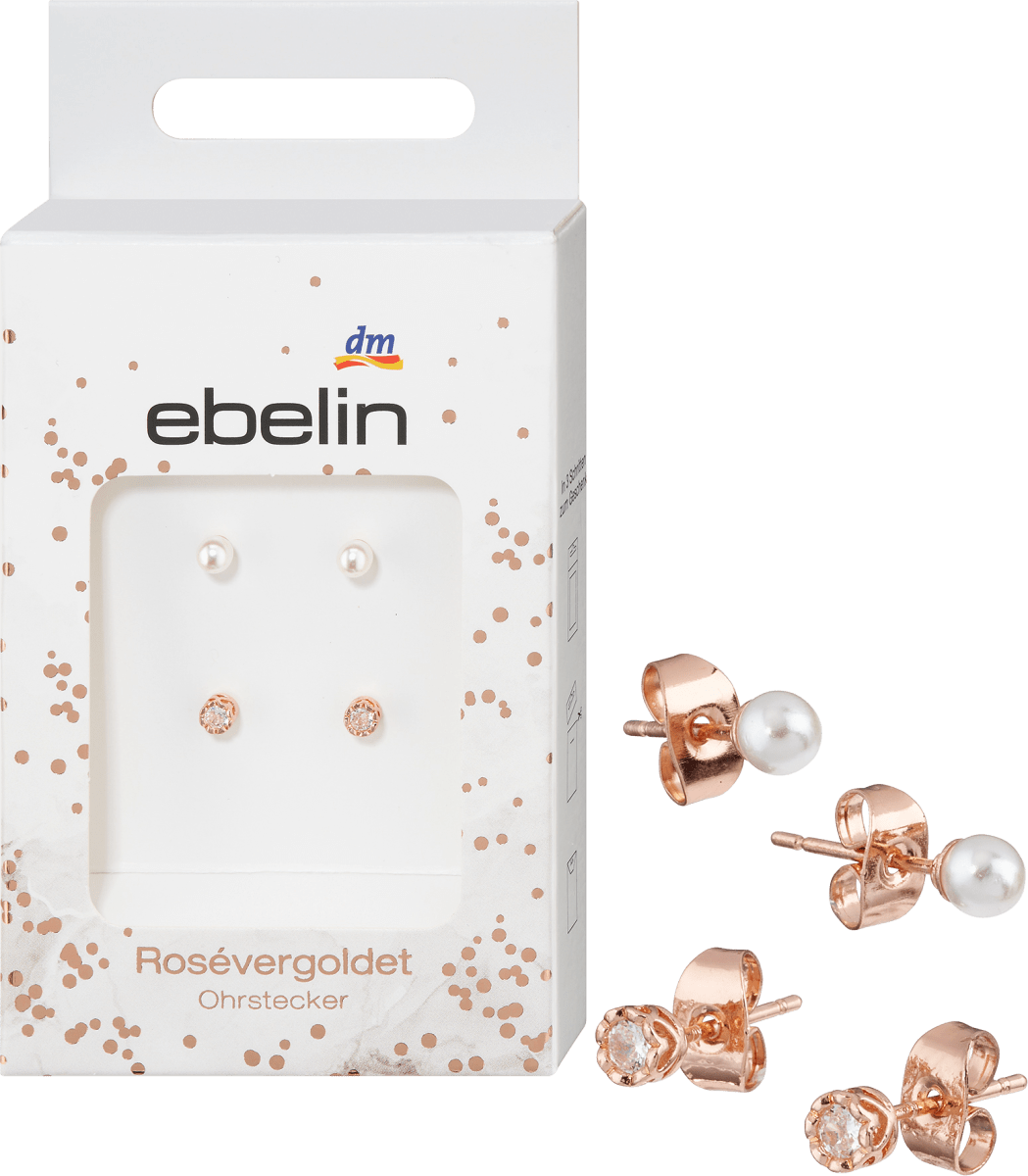 Ohrstecker rosévergoldeter Modeschmuck, 4 St