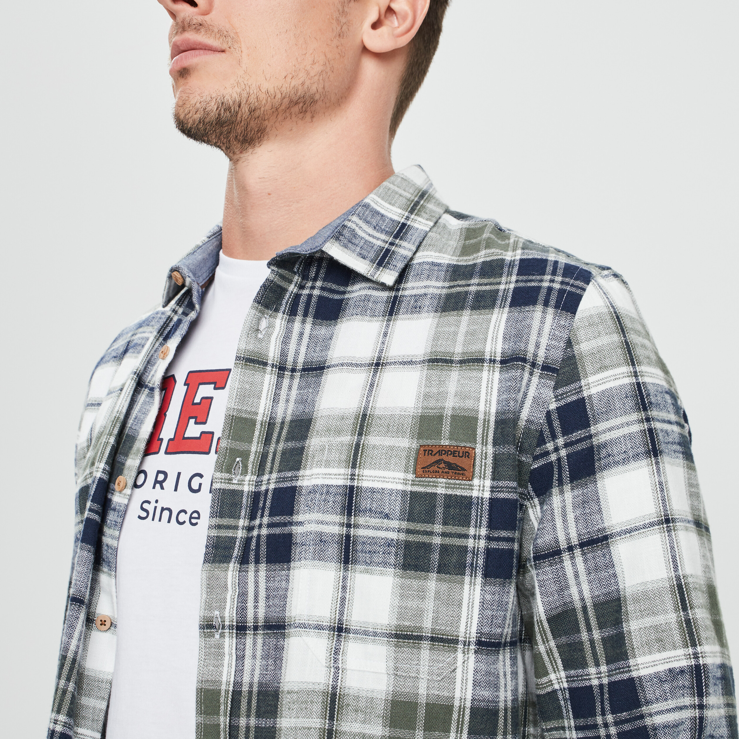 Chemise droite manches longues kaki homme | La Halle