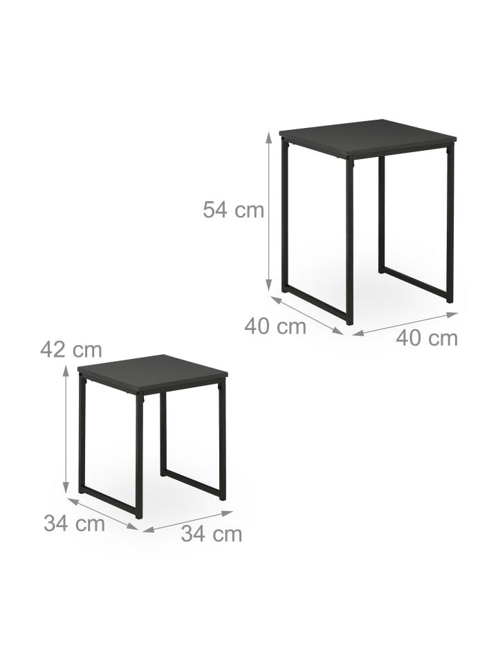 relaxdays 2 x Beistelltisch in Schwarz günstig kaufen onesize