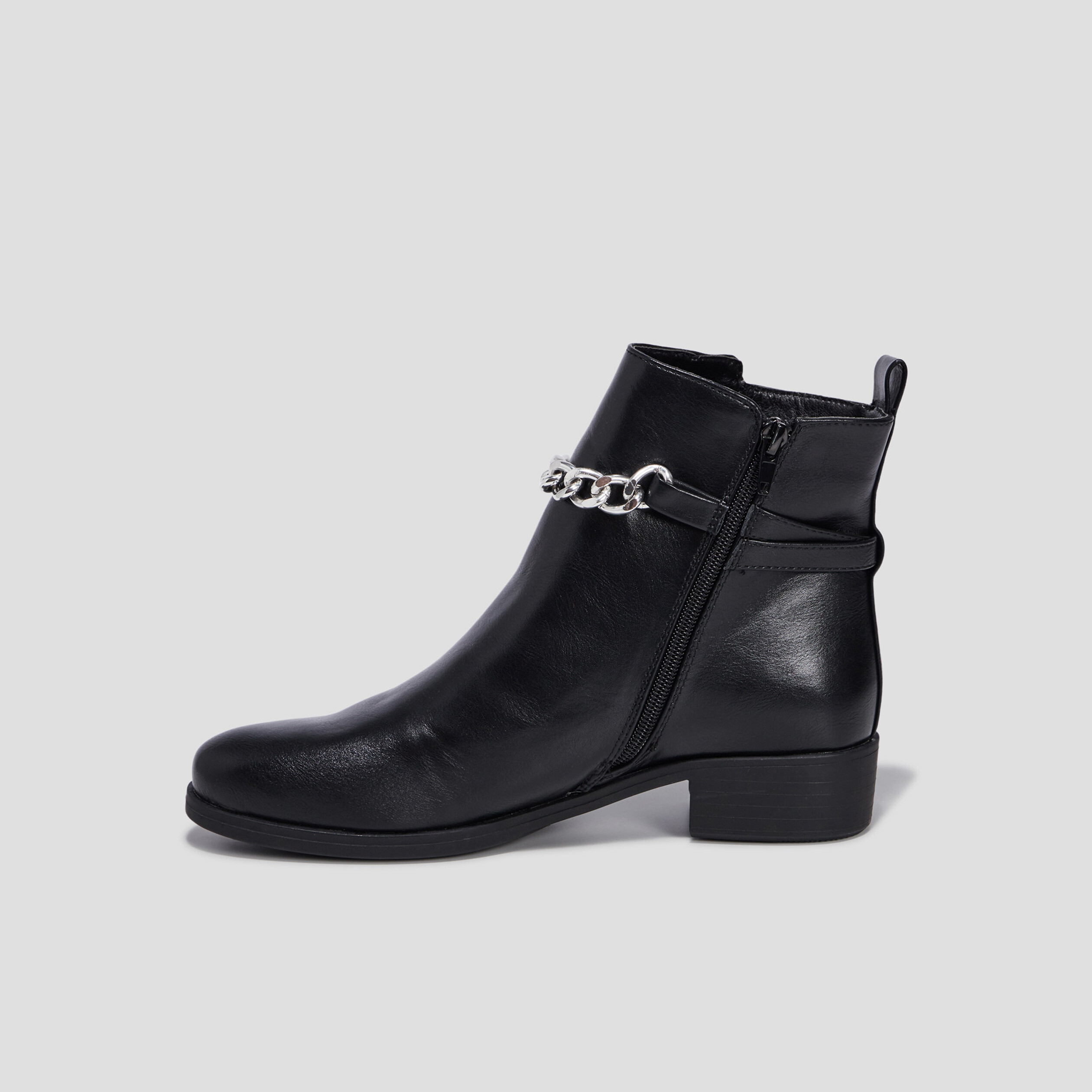 Bottines à détails chaînes noir femme | La Halle