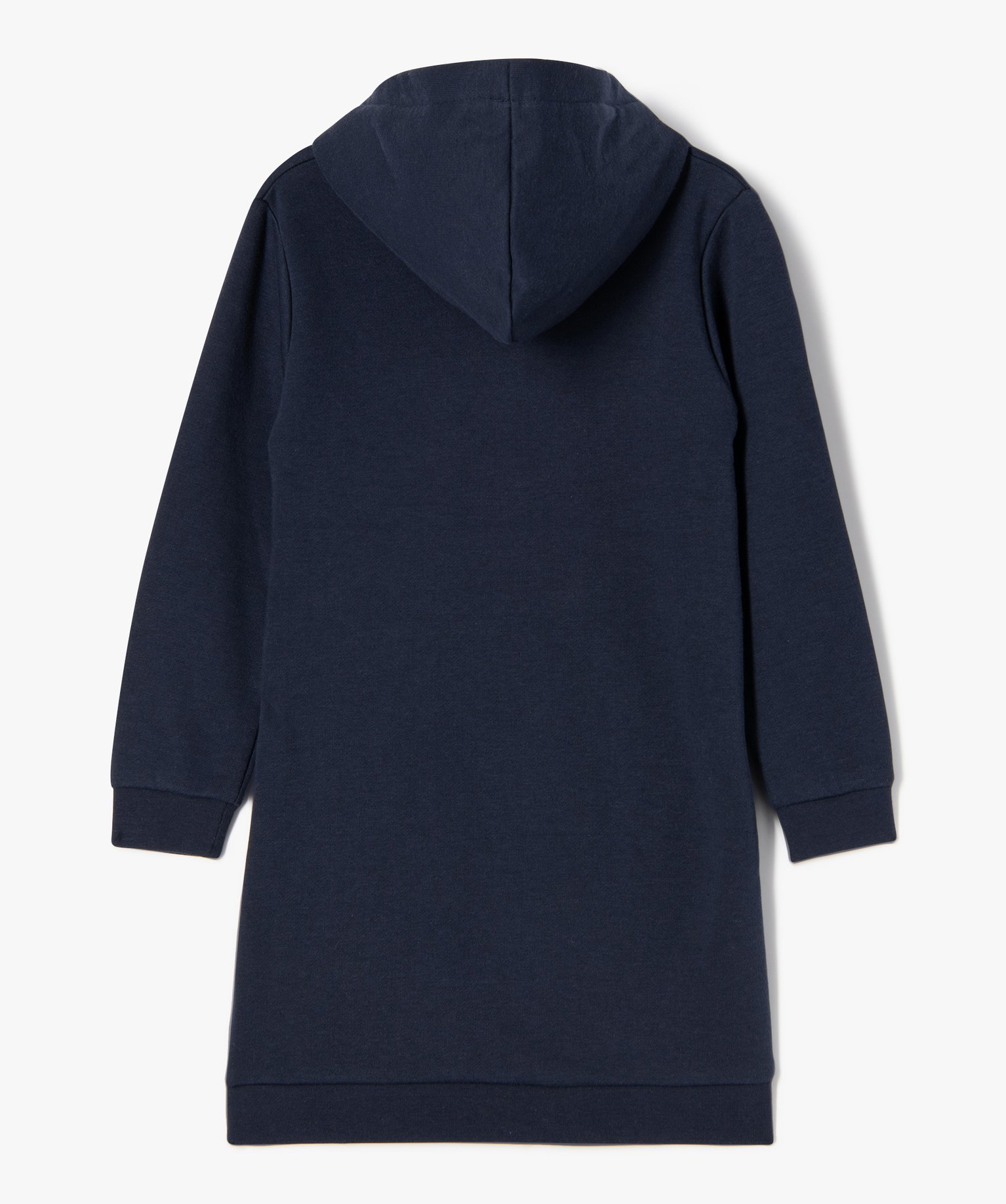 Robe sweat à capuche fille à motifs fleuris marine | GEMO