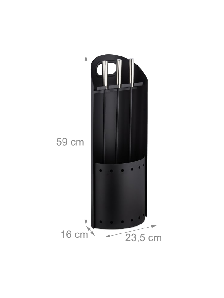 relaxdays 4-tlg. Kaminbesteck in Schwarz günstig kaufen onesize