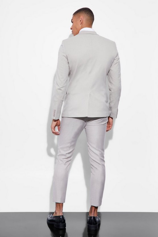 Einreihige Skinny Leinen-Anzugjacke