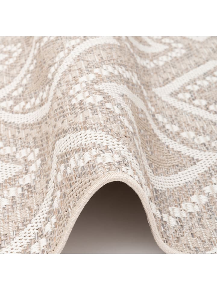 Pergamon In & Outdoor Teppich Flachgewebe Ottawa Ethno in Beige günstig kaufen 80 x 150cm