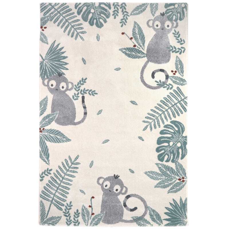 Tapis petits singes 120x 170cm MONKEY PARADISE GRIS