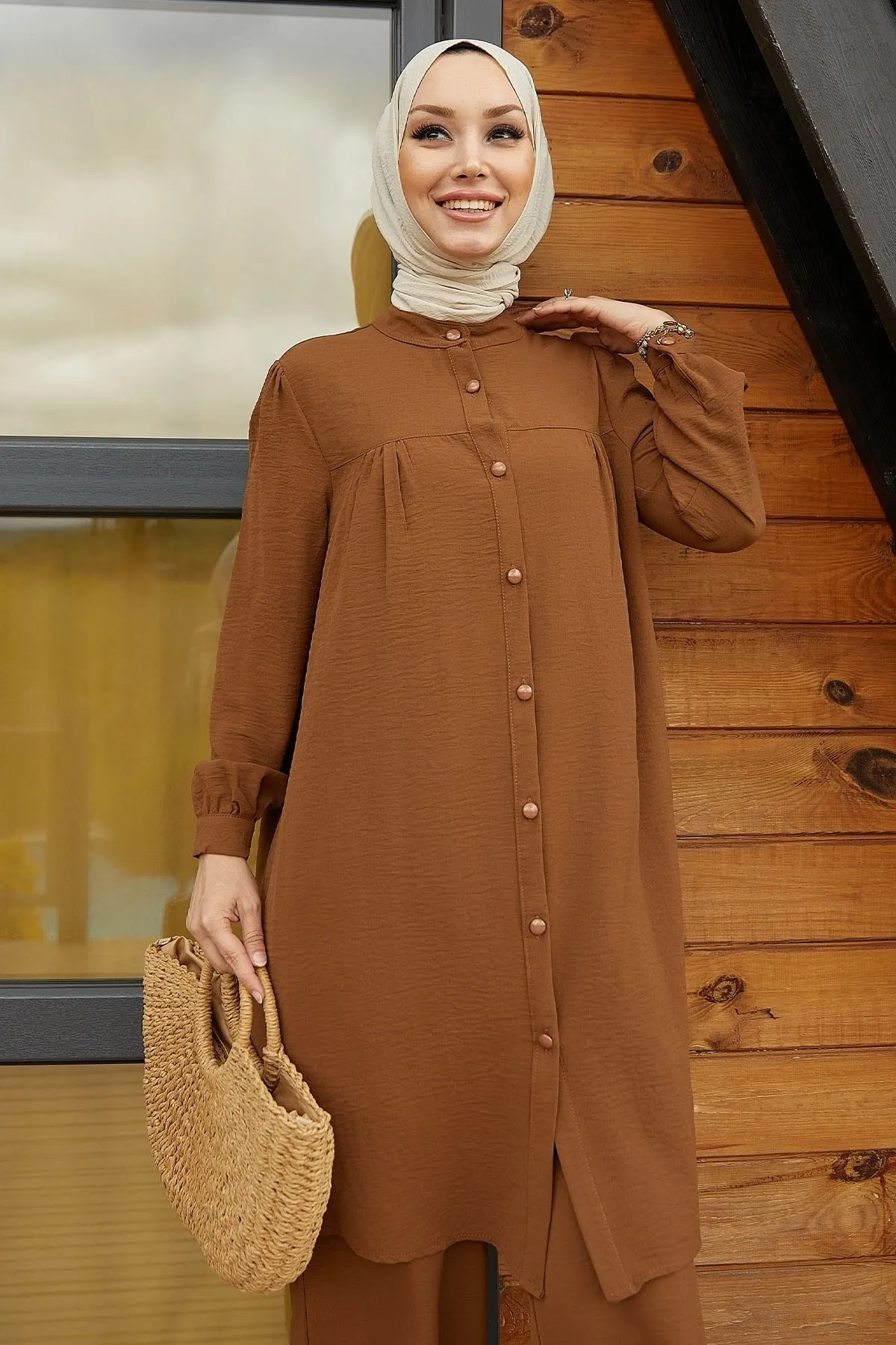 InStyle  Arfa Ayrobin Lässiges Set mit Knöpfen - Hellbraun