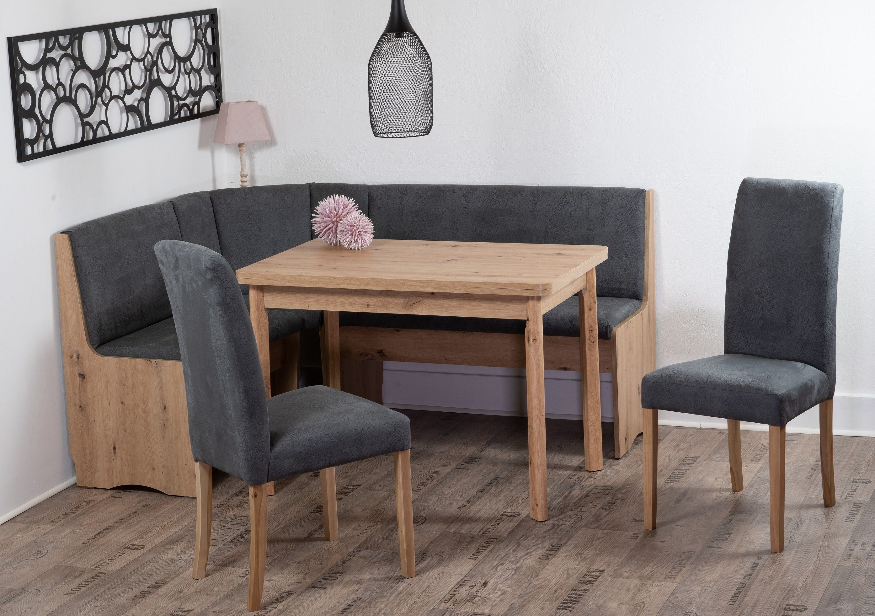 Stolebaenk Eckbankgruppe Duisburg Artisan Titanic Duisburg PE/MA, (Eckbankset, 1 x Eckbank, 1 x Tisch, 2 x Stuhl)