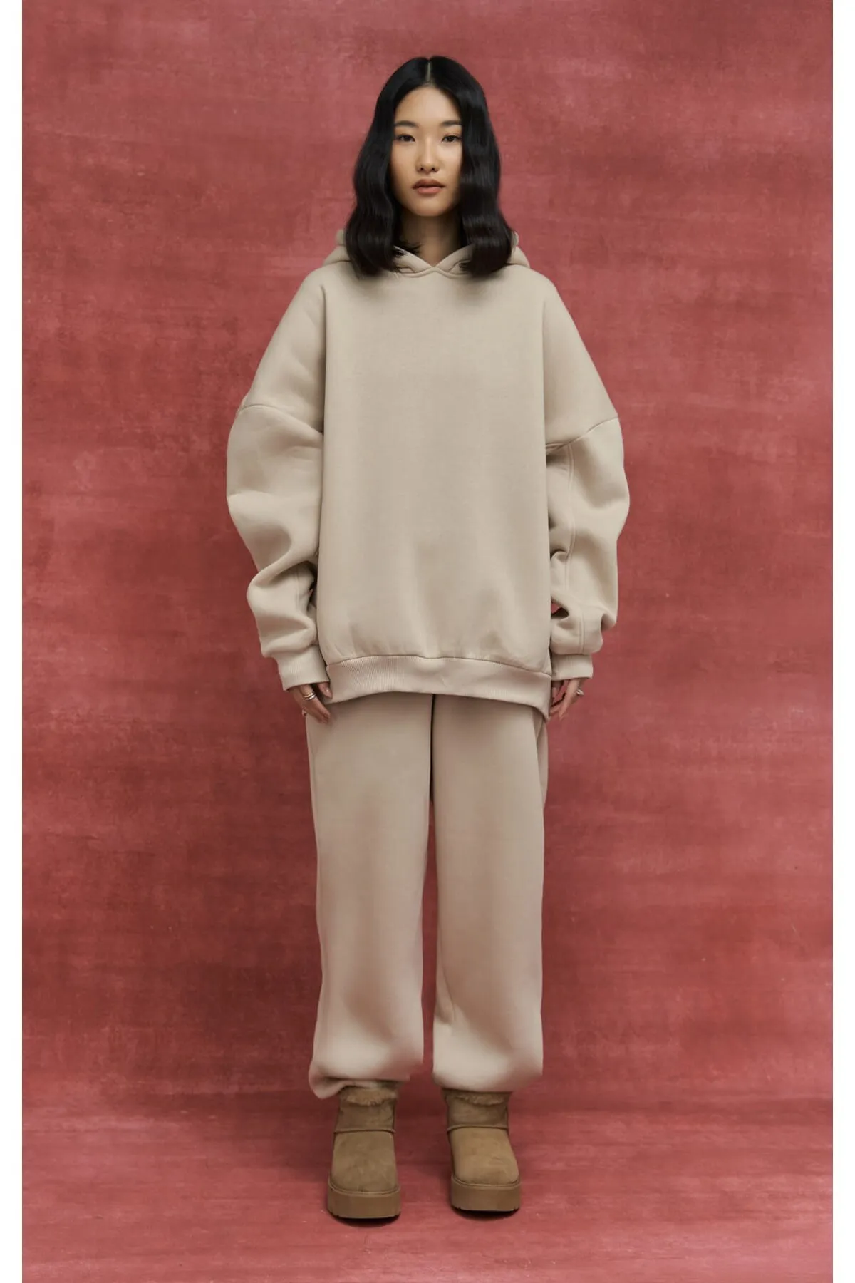 MAİ COLLECTİON  Morgan Bone Oversize-Trainingsanzug-Set
