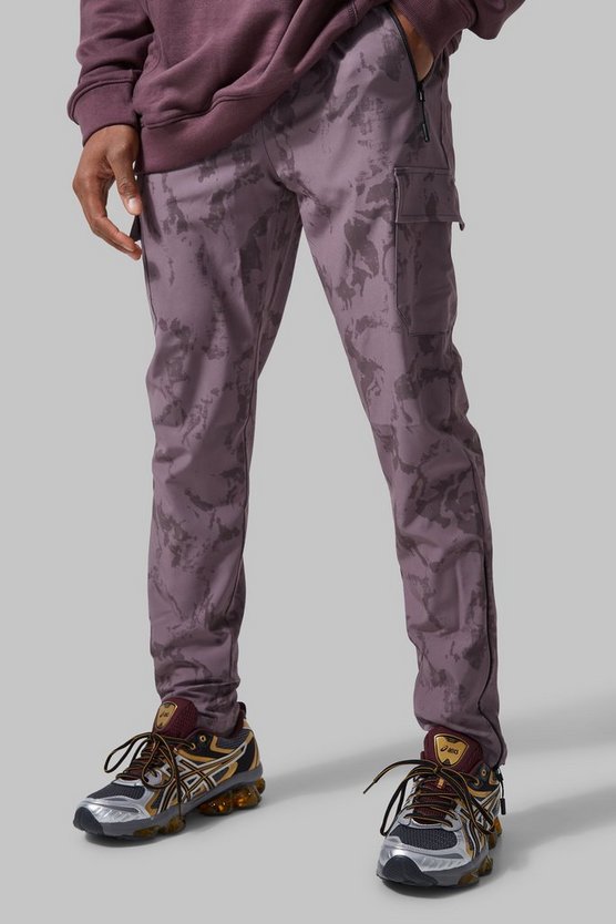 Active Skinny Cargo-Jogginghose mit Acid-Waschung