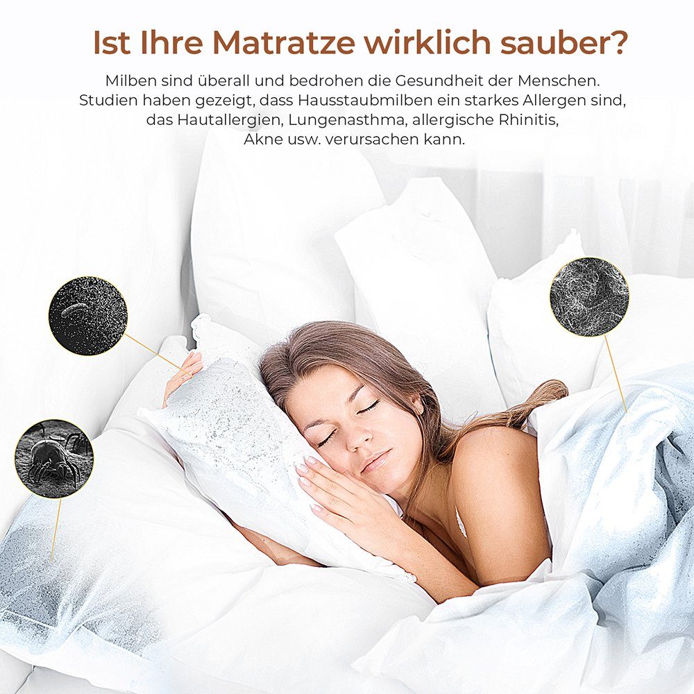 Jigoo Matratzenreinigungsgerät J300 Milbensauger, 500 W, beutellos, UV-C Light, Ultraschallfunktion, für Hausstauballergiker