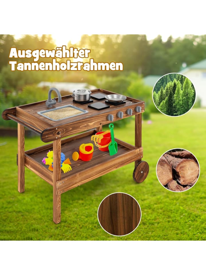 COSTWAY Matschküche Kinder Outdoor in Braun günstig kaufen onesize