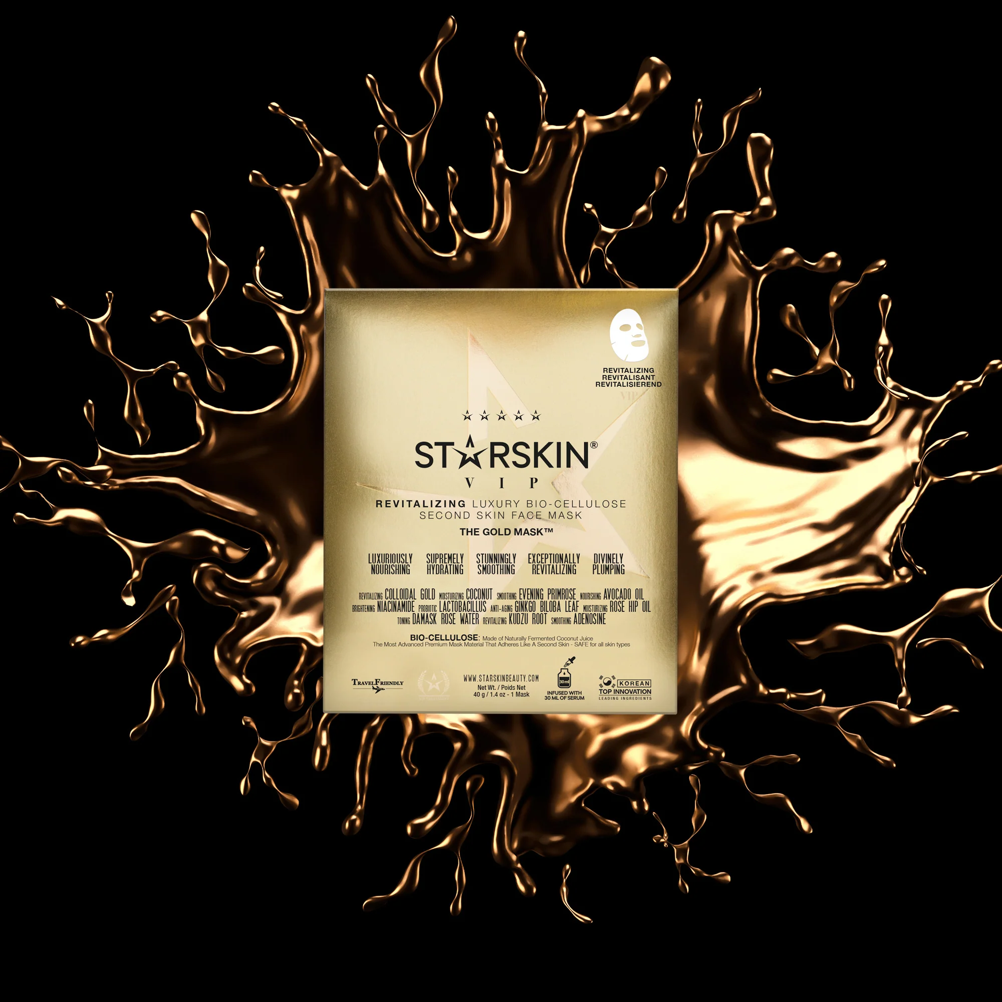 VIP VIP THE GOLD MASK™ Revitalizirajuća luksuzna biocelulozna maska za lice - Maska za lice protiv starenja