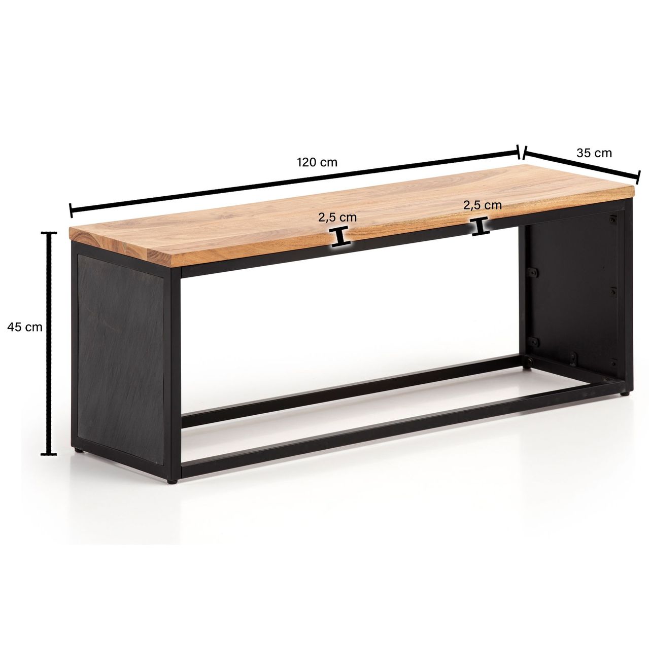 Wohnling Sitzbank Holz Steinoptik 120 cm Bettbank Schlafzimmer Flurbank Modern
