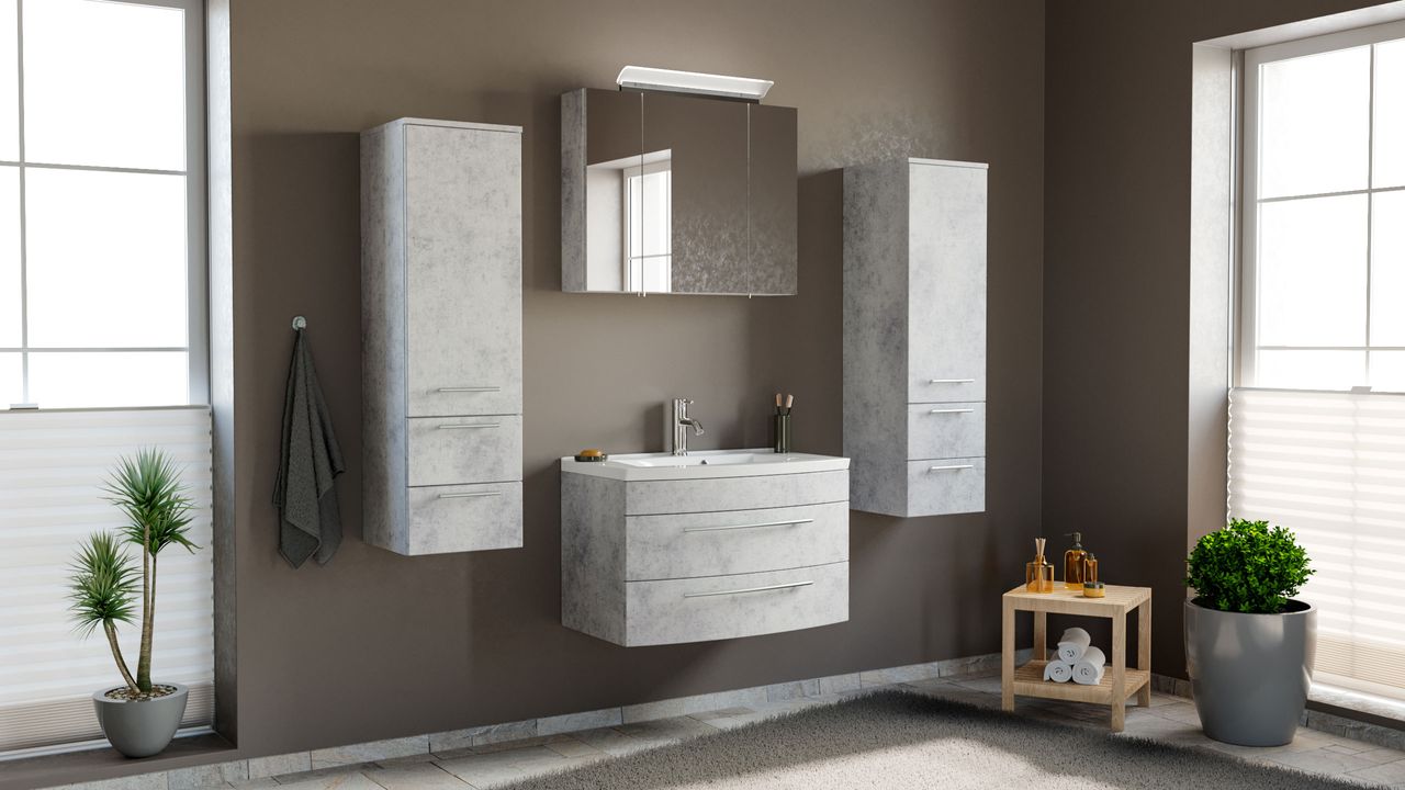Posseik Badmöbel-Set Luna 80 cm (4-teilig) beton EEK: F
