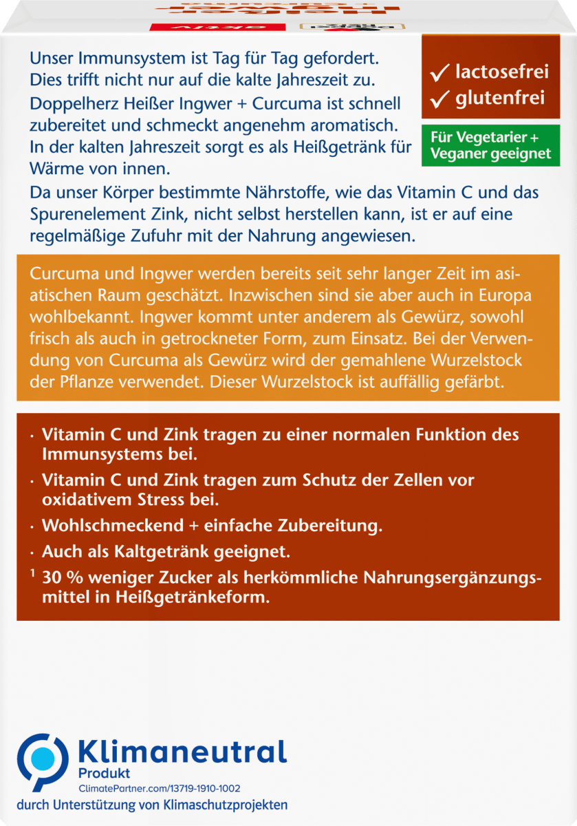 Heißer Ingwer + Kurkuma Heißgetränk (10 Stück), 100 g