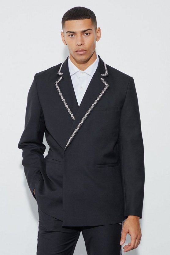 Zweireihiger lockerer Blazer mit Nieten