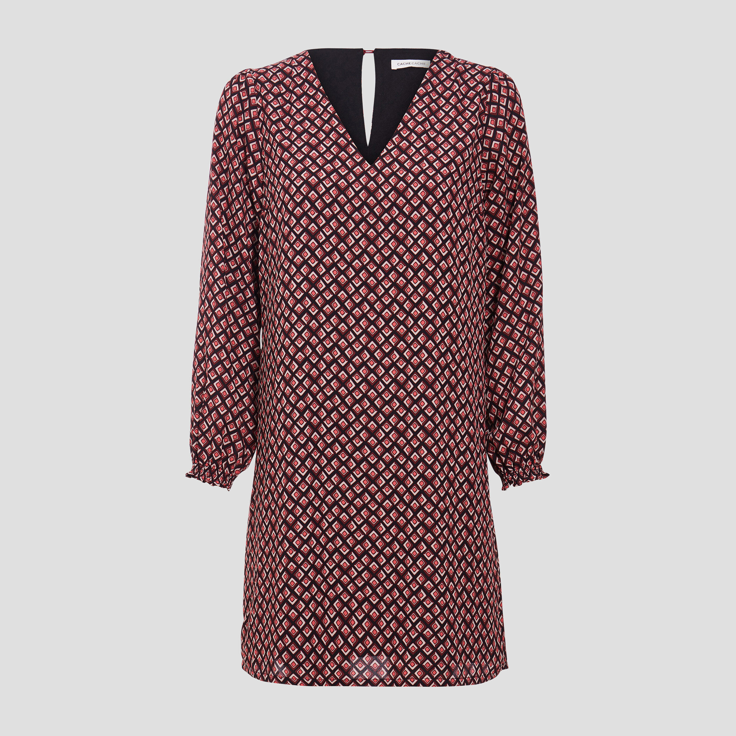 Robe droite manches longues bordeaux femme | Cache Cache