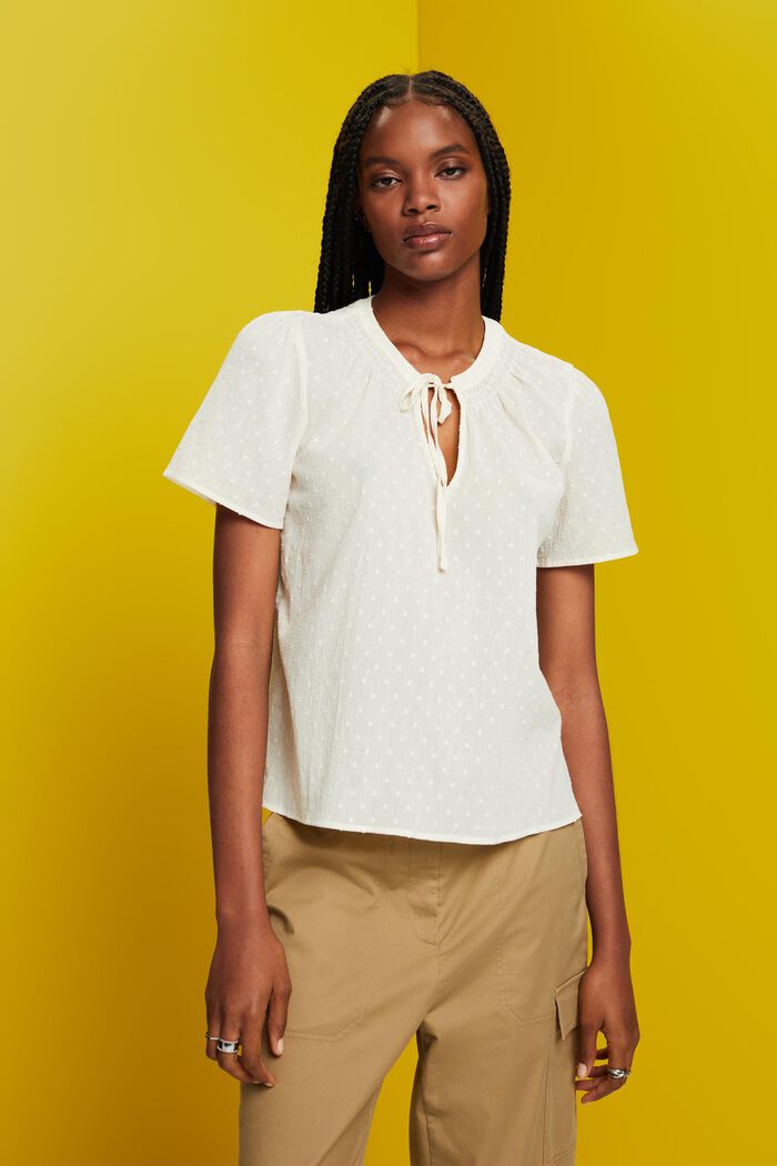 Plumetis-Bluse, 100 % Baumwolle
