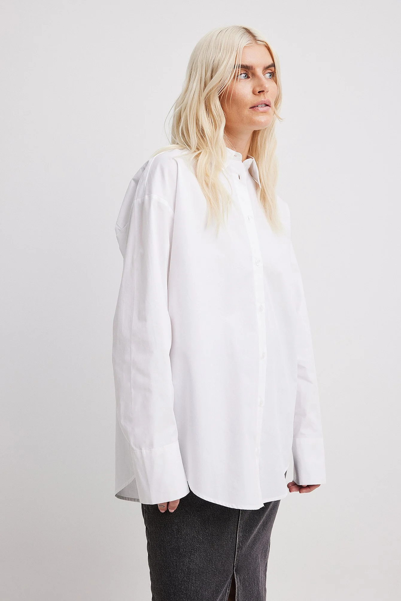 Langärmeliges Oversize-Hemd aus Baumwolle