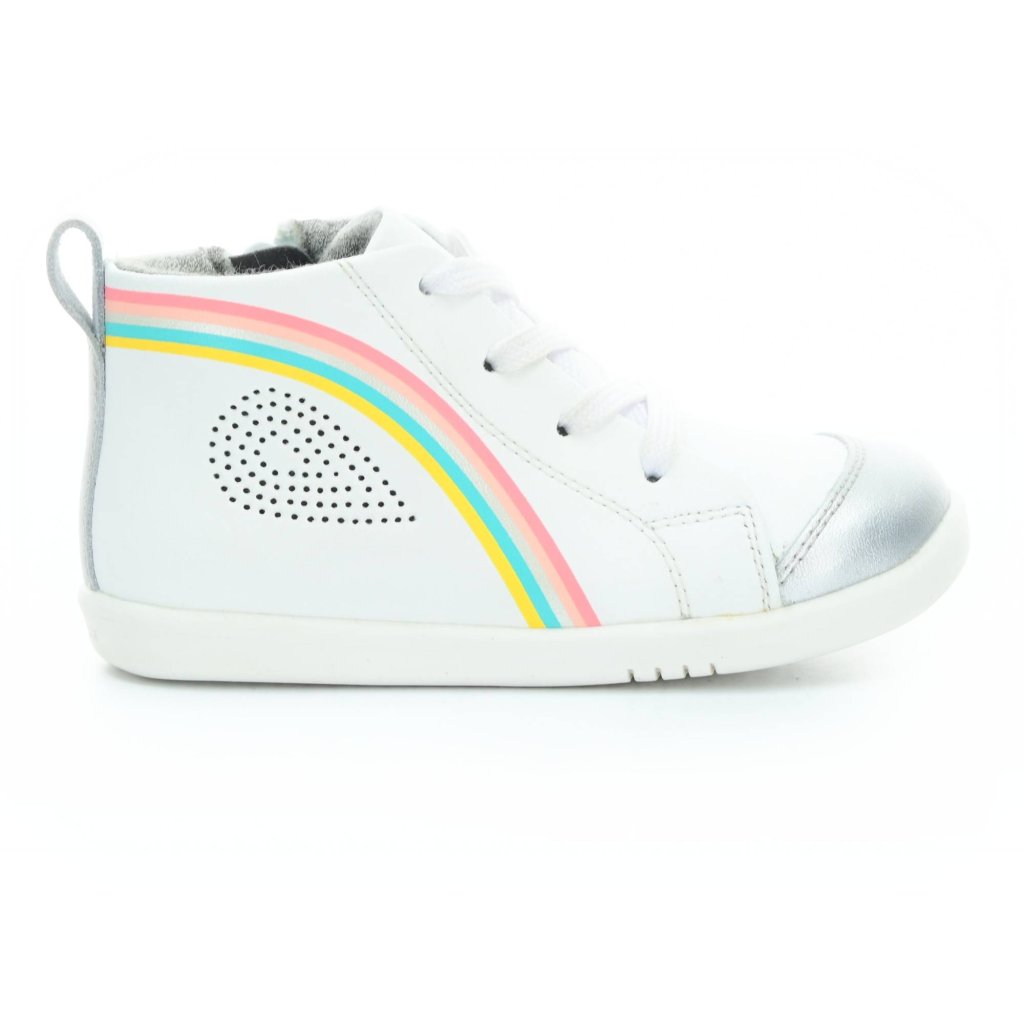 Bobux Alley-Oop White Silver Rainbow I walk/Kid   Barfuß-Stiefeletten