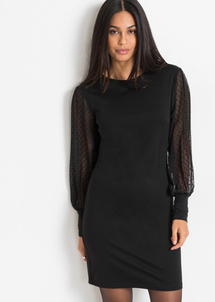 Jerseykleid mit Chiffonärmeln