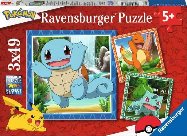 Kinderpuzzle ab 5 Jahren - Glumanda, Bisasam und Schiggy - 49 Teile
