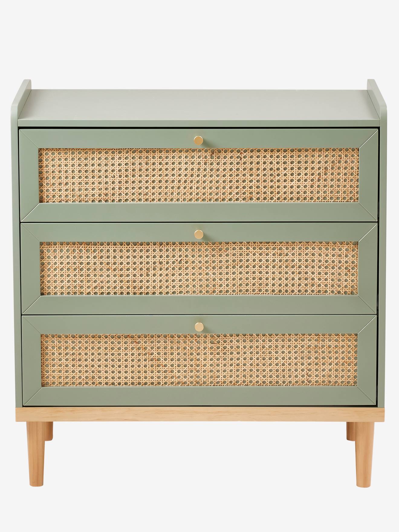 Vertbaudet Kinderzimmer Kommode mit Rattan POESIE - rosa/natur