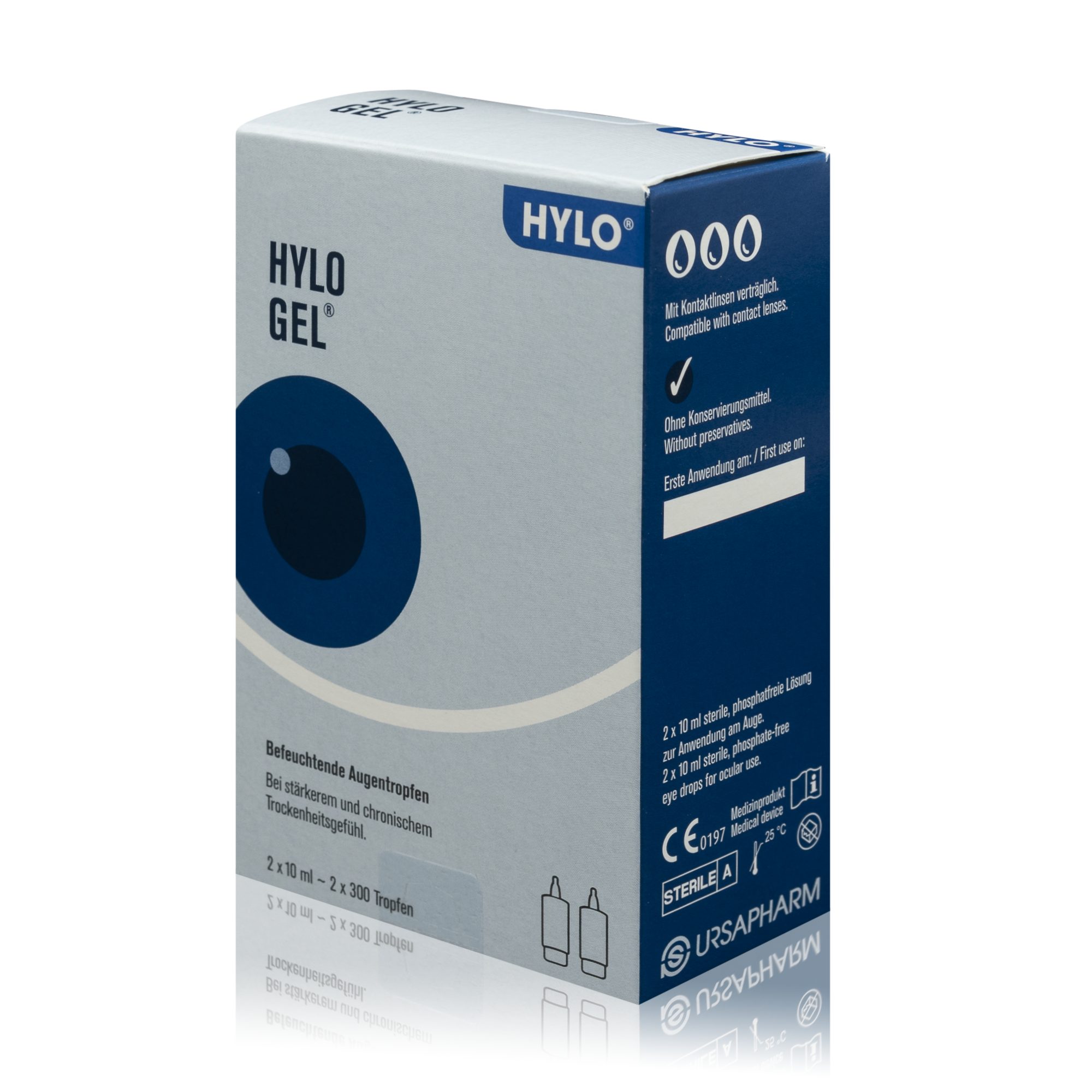 URSAPHARM Arzneimittel GmbH Augenfluid Hylo Gel Augentropfen bei stärkerem Trockenheitsgefühl, Mit Kontaktlinsen verträglich. Ohne Konservierungsmittel.