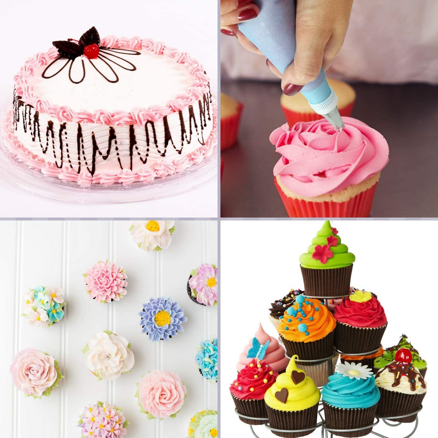 Homtrix Spritzbeutel (XXL, 72-tlg., Tortendeko Backset) 2x Silikonbeutel 47 Nummerierte Tüllen Cupcake Förmchen
