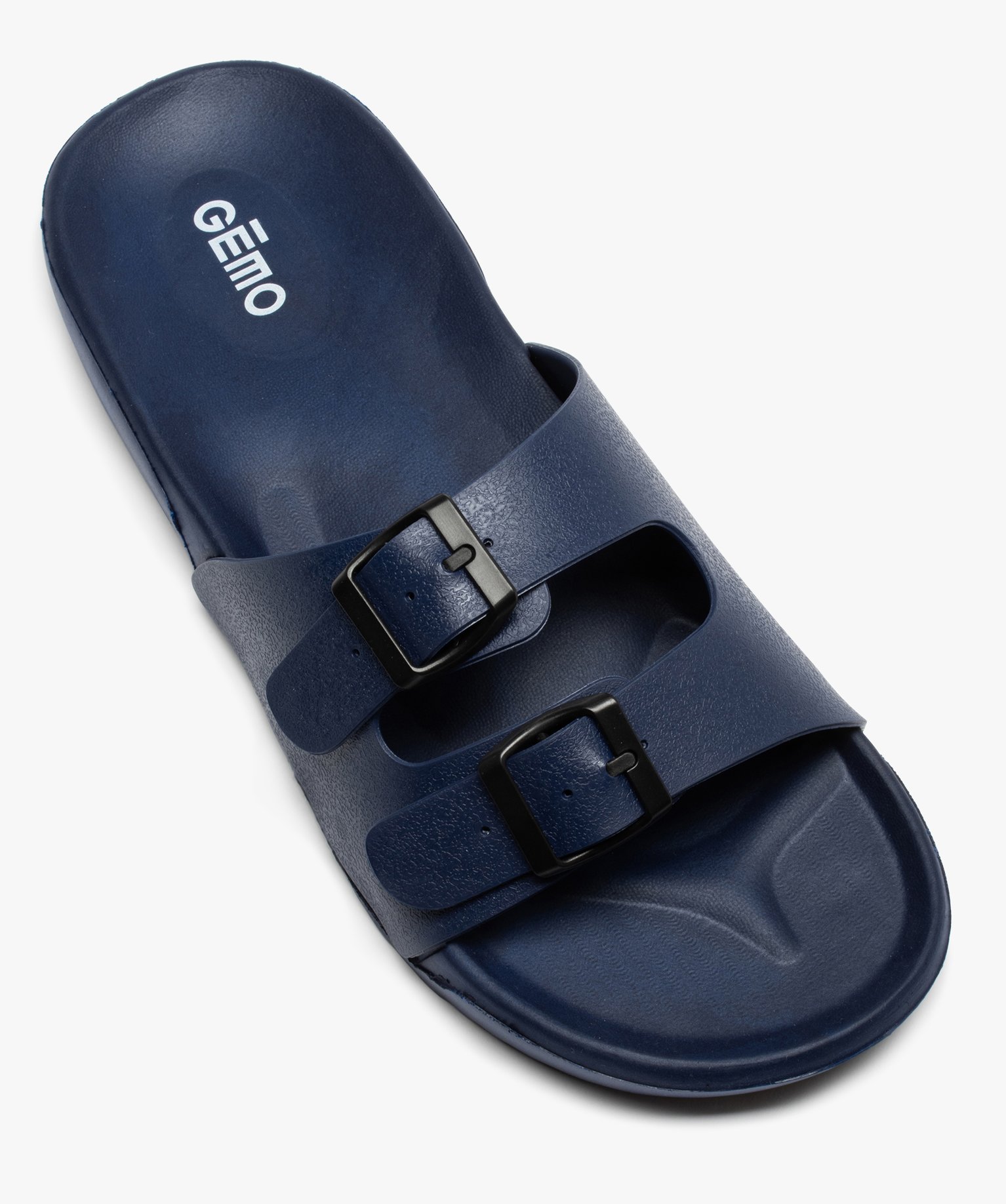 Mules de piscine homme unies à brides ajustables marine | GEMO