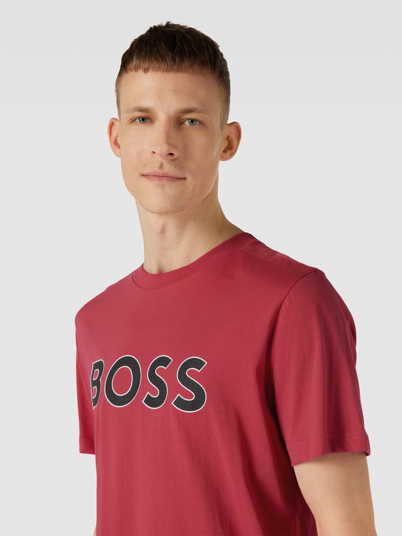 T-Shirt mit Label-Print Modell 'Tee' in pink