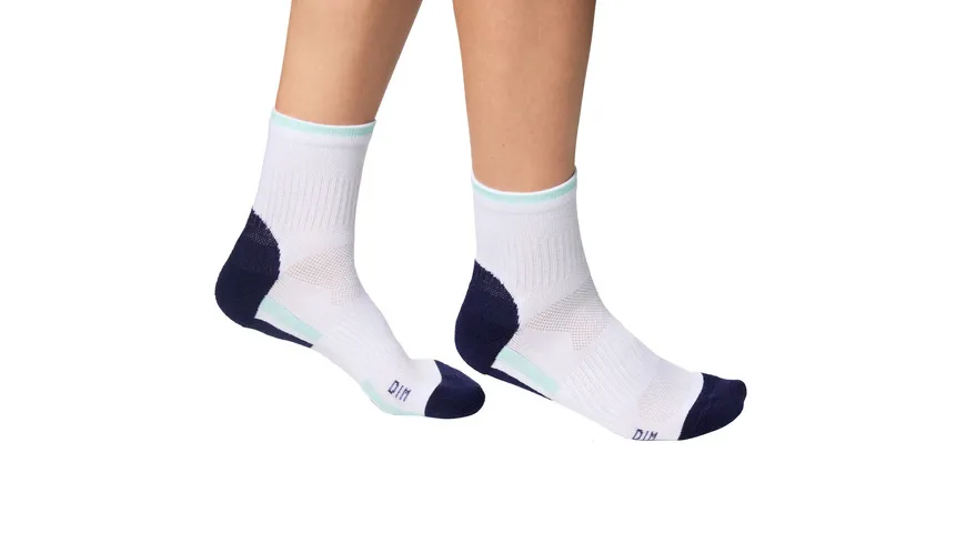 DIM Damen Kurzsocken Sportsocken Ankle Sport 2er Pack weiss/aurore