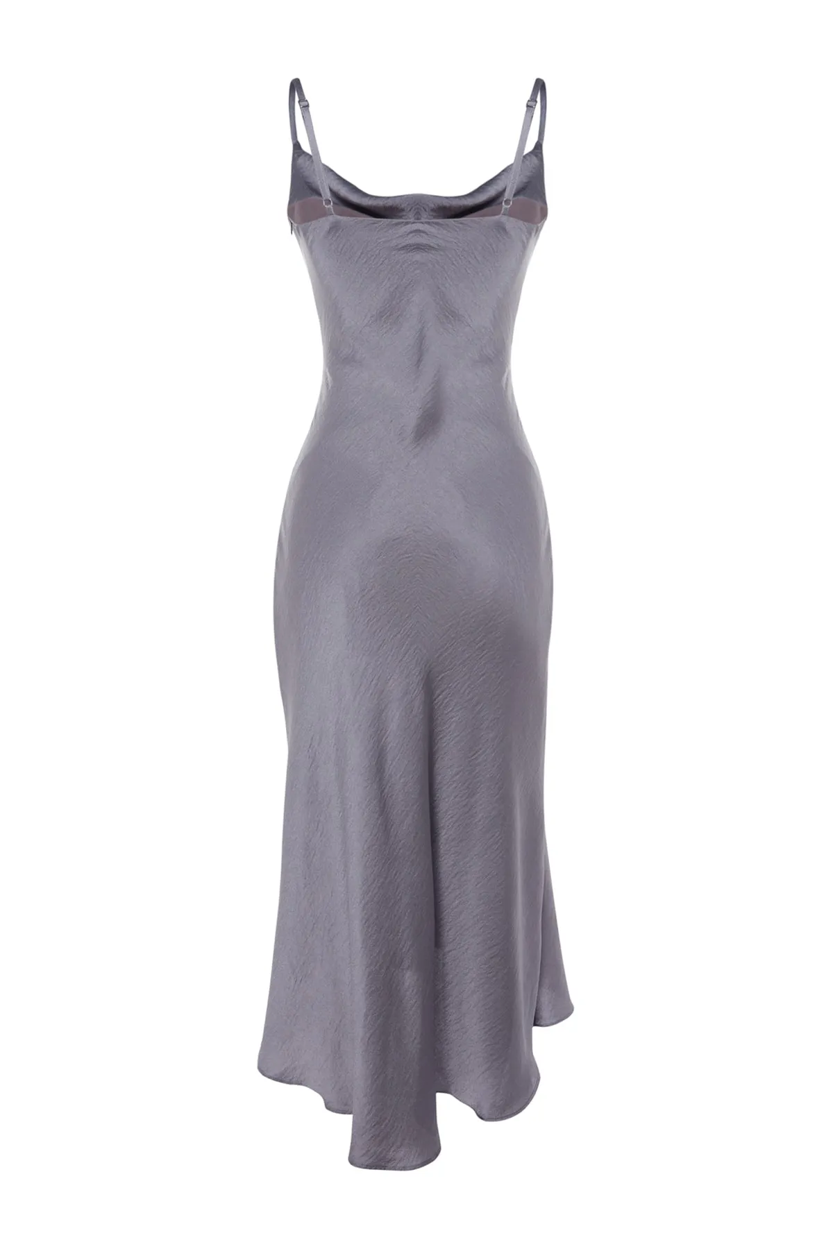 Trendyol Collection  Graues, gefüttertes Abendkleid aus gewebtem Satin TPRSS19BB0058