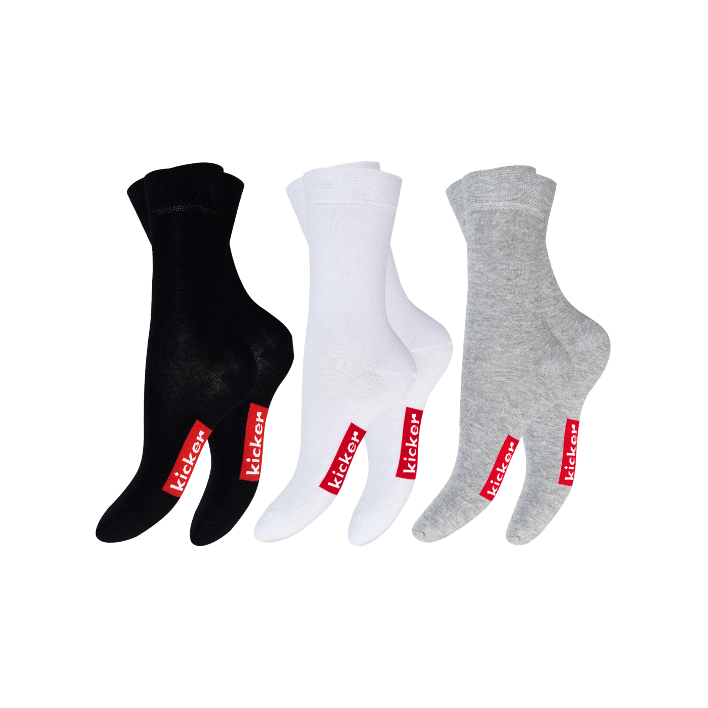 kicker Casual Socken 3er Pack Kids Schwarz Weiss