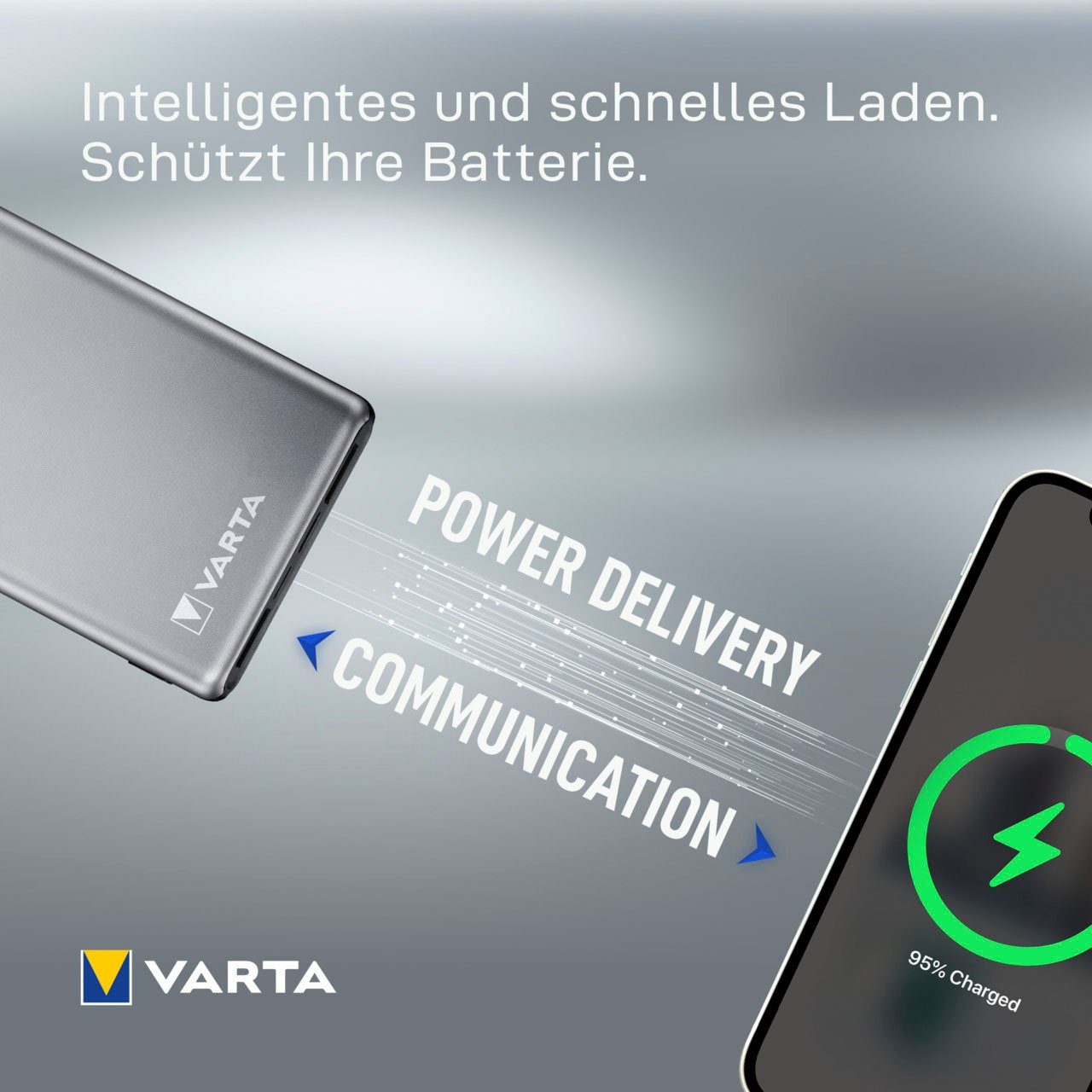 VARTA Power Bank Fast Energy 20000 mAh, inkl. Ladekabel Powerbank, Powerbank mit 4 Anschlüssen