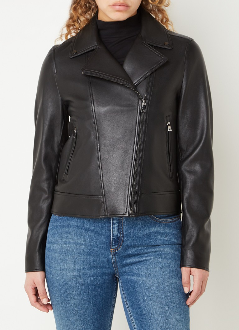 Gerard Darel Nadege lambskin biker jacket with zip pockets